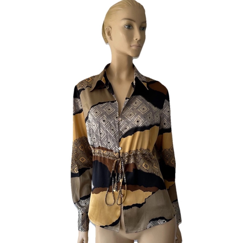 Carlisle Stylish Women's silk Multicolor Patterned Top size 12